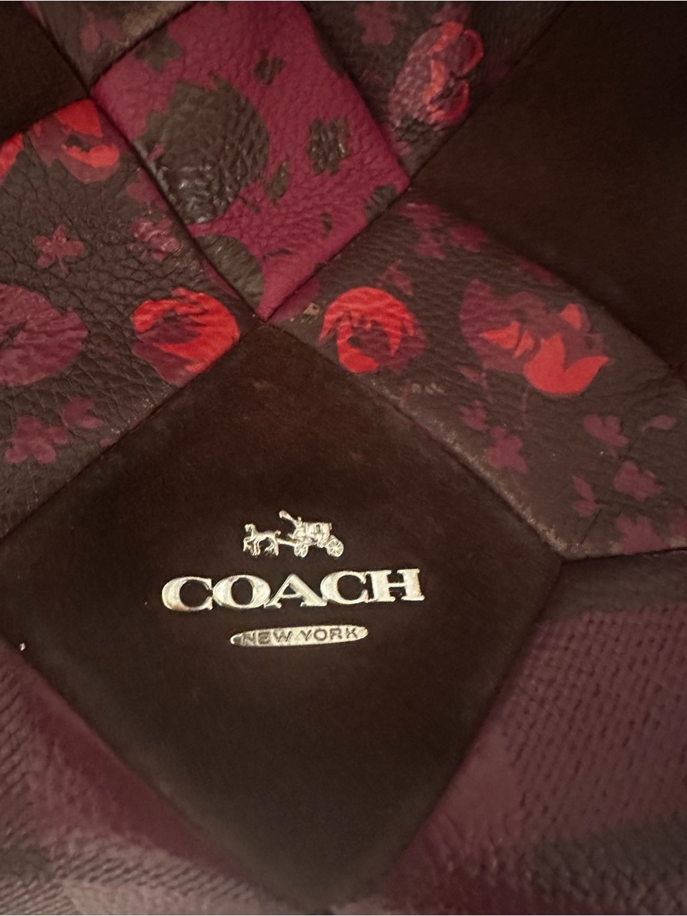 Coach Patchwork Leather Shoulder Bag and Wallet in Burgundy and Dark Brown - Picture 8 of 11